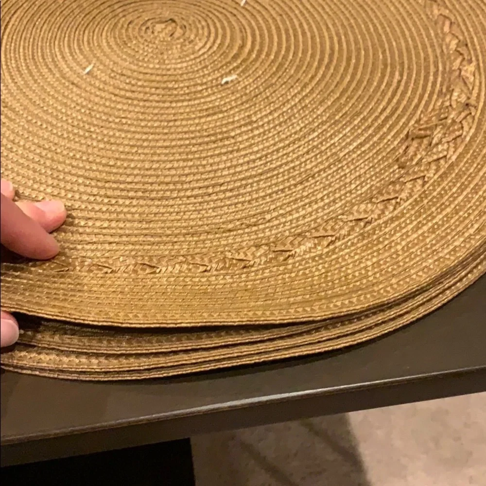 New! Domain set of 4 woven tan round placemats